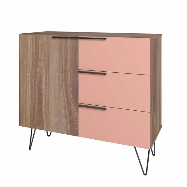 Designed To Furnish 35.43 in. Beekman Dresser with 2 Shelves, Brown & Pink DE3068410